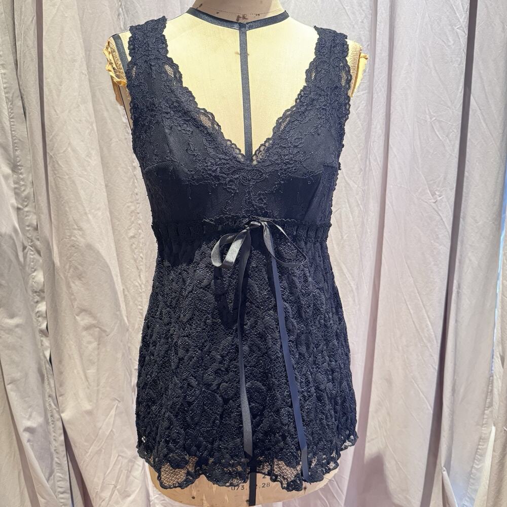 Ann Ferriday VTG Deadstock Stretch Lace Babydoll Whimsygoth Cami Top S/M